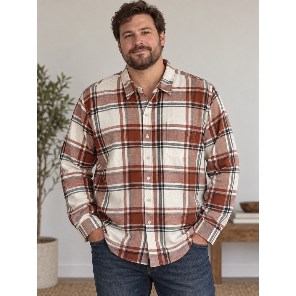 Weatherproof Vintage Mens XXL Plaid Comfort Stretch Long Sleeve Button Down